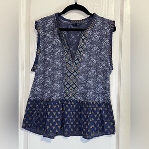 Lucky Brand Patterned Sleeveless Tank Top, Size small